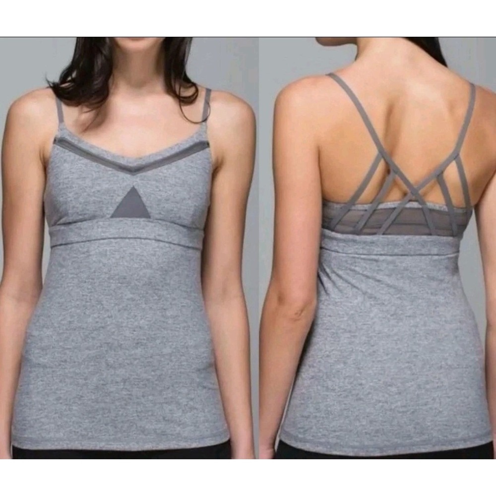 Lululemon Size 10 Just Breathe Tank Heathered Slate Gray Strappy